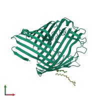PDB entry 2zfg coloured by chain, front view.