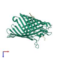 PDB entry 2zfg coloured by chain, top view.