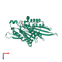 PDB entry 2zfi coloured by chain, top view.