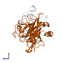 Thrombin heavy chain in PDB entry 2zfr, assembly 1, side view.