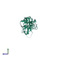PDB entry 2zg1 coloured by chain, side view.