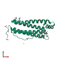 PDB entry 2zg7 coloured by chain, front view.