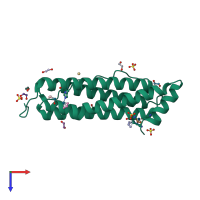 PDB entry 2zg7 coloured by chain, top view.