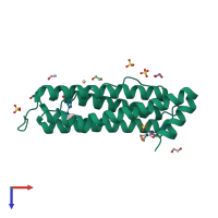 PDB entry 2zg8 coloured by chain, top view.