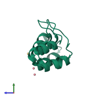 PDB entry 2zgg coloured by chain, side view.