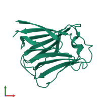 PDB entry 2zgk coloured by chain, front view.