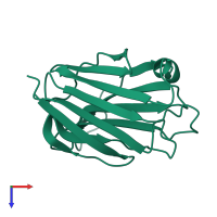 PDB entry 2zgk coloured by chain, top view.