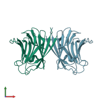 PDB entry 2zgp coloured by chain, front view.