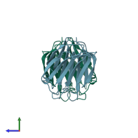 PDB entry 2zgp coloured by chain, side view.