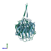 PDB entry 2zgq coloured by chain, side view.