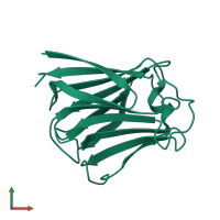 PDB entry 2zgr coloured by chain, front view.