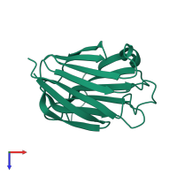 PDB entry 2zgr coloured by chain, top view.