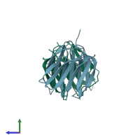 PDB entry 2zgt coloured by chain, side view.