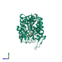 PDB entry 2zgv coloured by chain, side view.