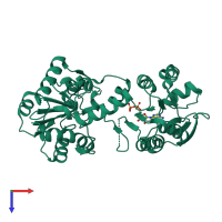 PDB entry 2zgv coloured by chain, top view.