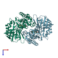 PDB entry 2zgy coloured by chain, top view.