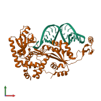 PDB entry 2zh7 coloured by chain, front view.