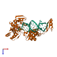 PDB entry 2zha coloured by chain, top view.