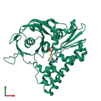 PDB entry 2zhc coloured by chain, front view.