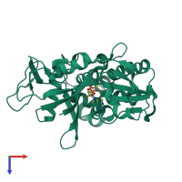 PDB entry 2zhc coloured by chain, top view.