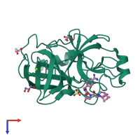 PDB entry 2zhd coloured by chain, top view.
