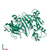 PDB entry 2zhs coloured by chain, front view.