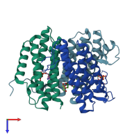 PDB entry 2zhz coloured by chain, top view.