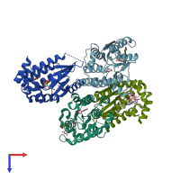 PDB entry 2zi6 coloured by chain, top view.