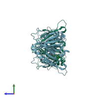 PDB entry 2zi8 coloured by chain, side view.