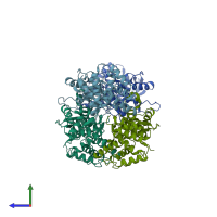 PDB entry 2zii coloured by chain, side view.