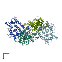 PDB entry 2zii coloured by chain, top view.