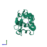 PDB entry 2zik coloured by chain, side view.