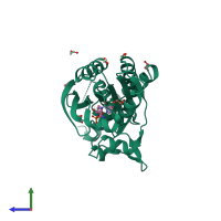 PDB entry 2zim coloured by chain, side view.