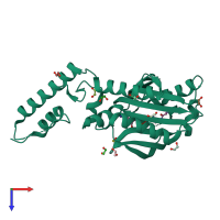 PDB entry 2zim coloured by chain, top view.