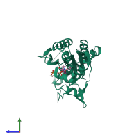 PDB entry 2zio coloured by chain, side view.