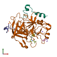 PDB entry 2ziq coloured by chain, front view.