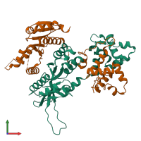 PDB entry 2ziu coloured by chain, front view.