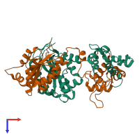 PDB entry 2ziu coloured by chain, top view.