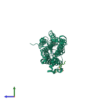PDB entry 2ziy coloured by chain, side view.