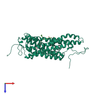 PDB entry 2ziy coloured by chain, top view.