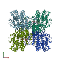 PDB entry 2ziz coloured by chain, front view.