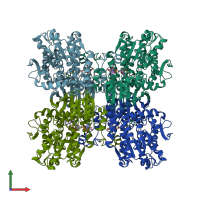 PDB entry 2zj0 coloured by chain, front view.