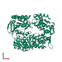 PDB entry 2zj2 coloured by chain, front view.