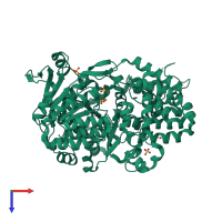 PDB entry 2zj2 coloured by chain, top view.