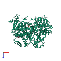 PDB entry 2zj5 coloured by chain, top view.