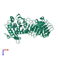 PDB entry 2zj7 coloured by chain, top view.