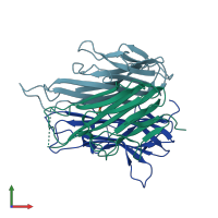 PDB entry 2zjc coloured by chain, front view.