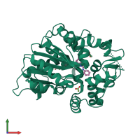 PDB entry 2zjf coloured by chain, front view.