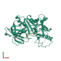 PDB entry 2zjh coloured by chain, front view.