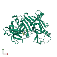 PDB entry 2zji coloured by chain, front view.